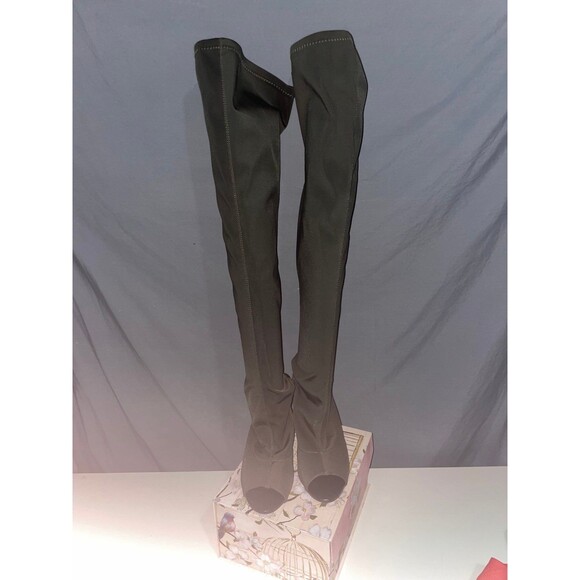 Cape Robbin GREEN 4.5"High Block Heel Open Toe thigh high Boots WOMEN Size 9 - Picture 6 of 7